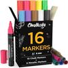 Chalkola Liquid Chalk Markers for Blackboard & Glass (Pack of 16, 6mm Reversible Tip) Washable Chalk Pens for Window, Bistro, Mirror, Car, Wall Calendar, Menu Board | Chalkboard Markers Erasable view 1