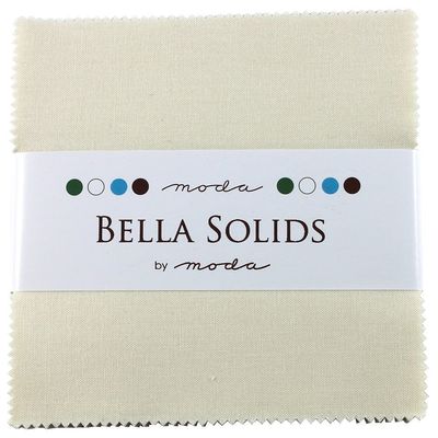 MODA Bella Solids Ivory Charm Pack Fabrics; 42-5" Quilt Squares