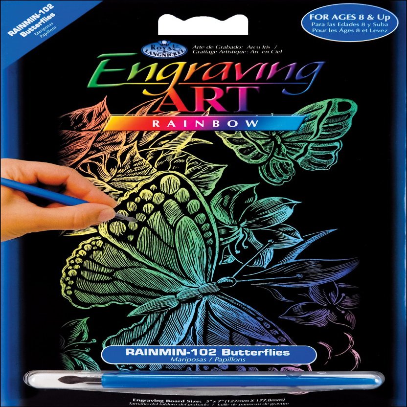 Rainbow Foil Engraving Art Mini Kit 5"X7"-Butterflies