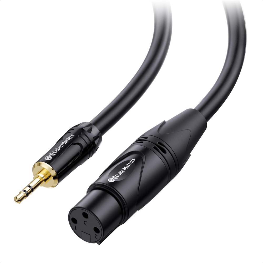 Cable Matters 3.5mm to XLR Cable - 10ft, Male to Female 1/8 to XLR Cable, XLRFemale to 3.5mm Cord for DSLR, DV Camcorder, Digital Voice Recorder or More, Black