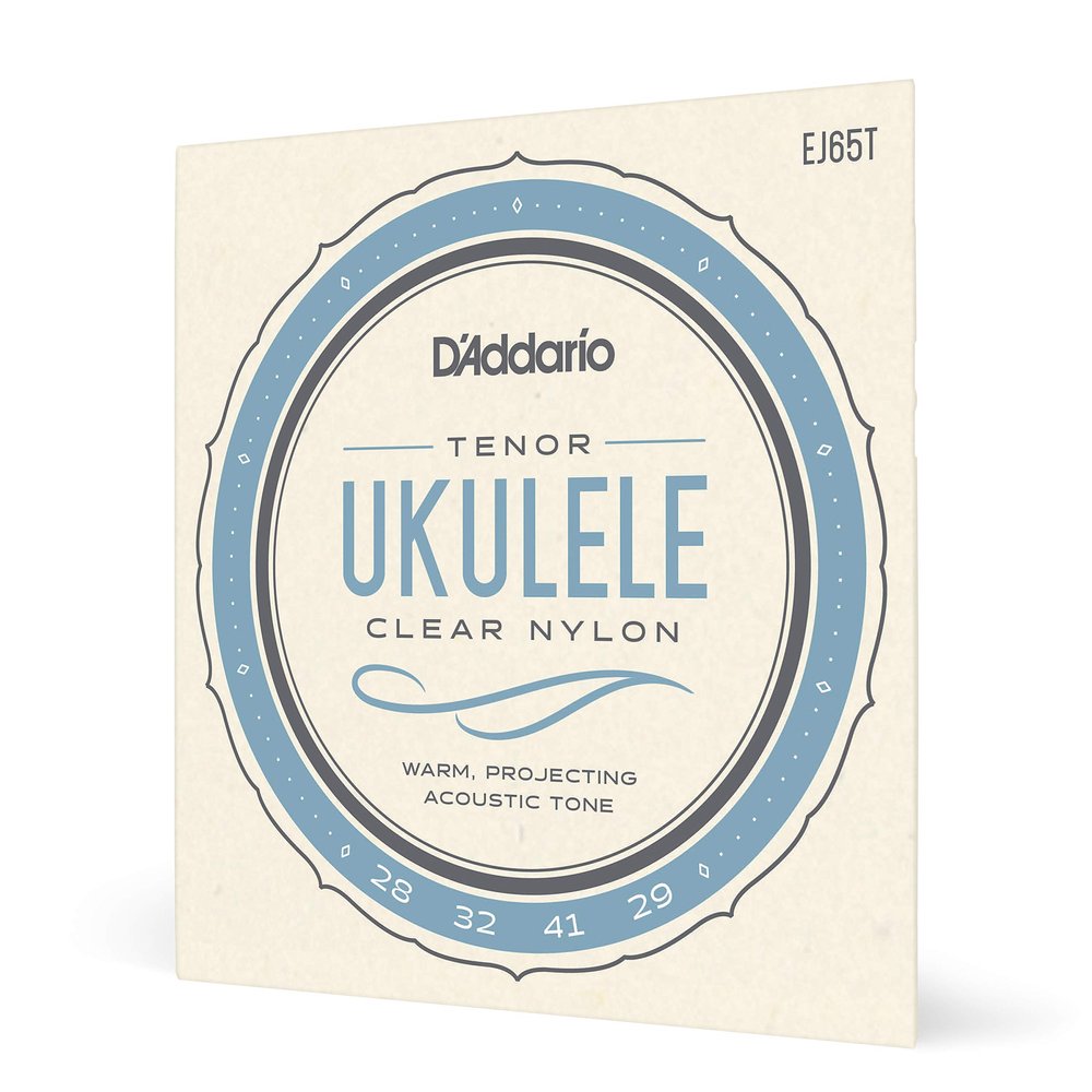 D'Addario Tenor Ukulele Strings, Clear Nylon, EJ65T, 4-String Set, Pack of 1