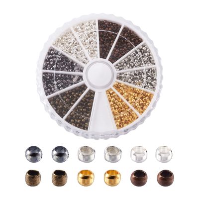 Pandahall 1Box/3300pcs 6 Colors Rondelle Tiny Crimp Beads 2mm Jewelry Bracelet Making Clamp End Spacer Beads Multi color