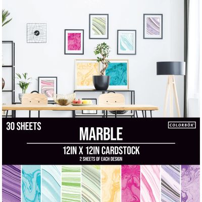 Colorbok 71876B Cardstock Paper Pad Marble, 12" x 12"
