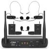 Pyle Dual Channel Wireless Microphone System - VHF Fixed Dual Frequency Wireless Mic Receiver Set with 2 Lavalier, 2 Headset Mics, 2 Transmitter, Receiver - For PA, Karaoke, Dj Party - Pyle PDWM2145 view 1