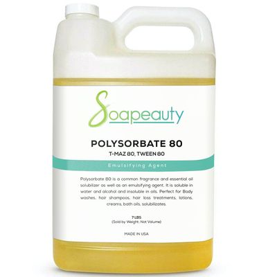 Soapeauty Polysorbate 80 (Tween 80, T-Maz 80) | 100% Pure Cosmetic Grade Solubilizer & Emulsifier | for Skincare, Bath & Body, DIY Formulations | 7 lb