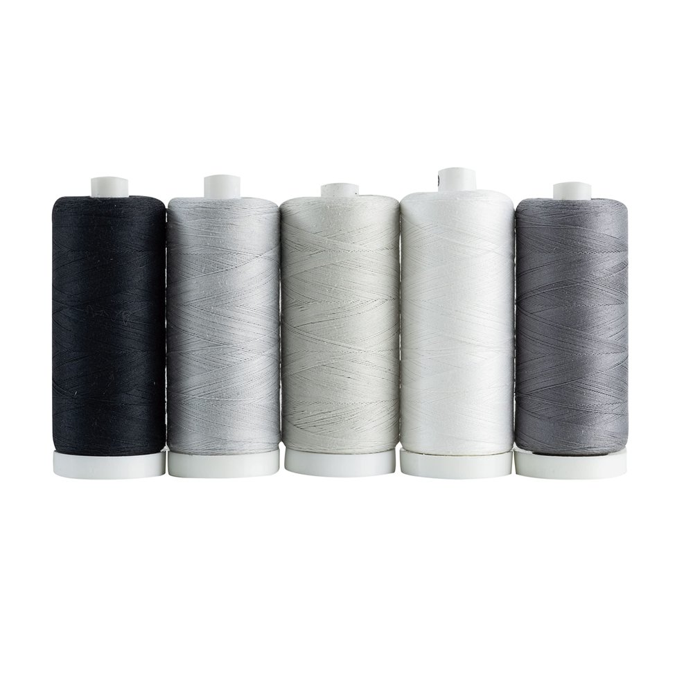 Connecting Threads 100% Cotton Thread Sets - 1200 Yard Spools (Set of 5 - Salt & Pepper)