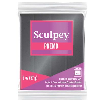 Sculpey Premo Polymer Oven-Bake Clay, Graphite Pearl Dark Gray, Non Toxic, 2 oz. bar, Great for jewelry making, holiday, DIY, mixed media and more. Premium clay perfect for clayers and artists.