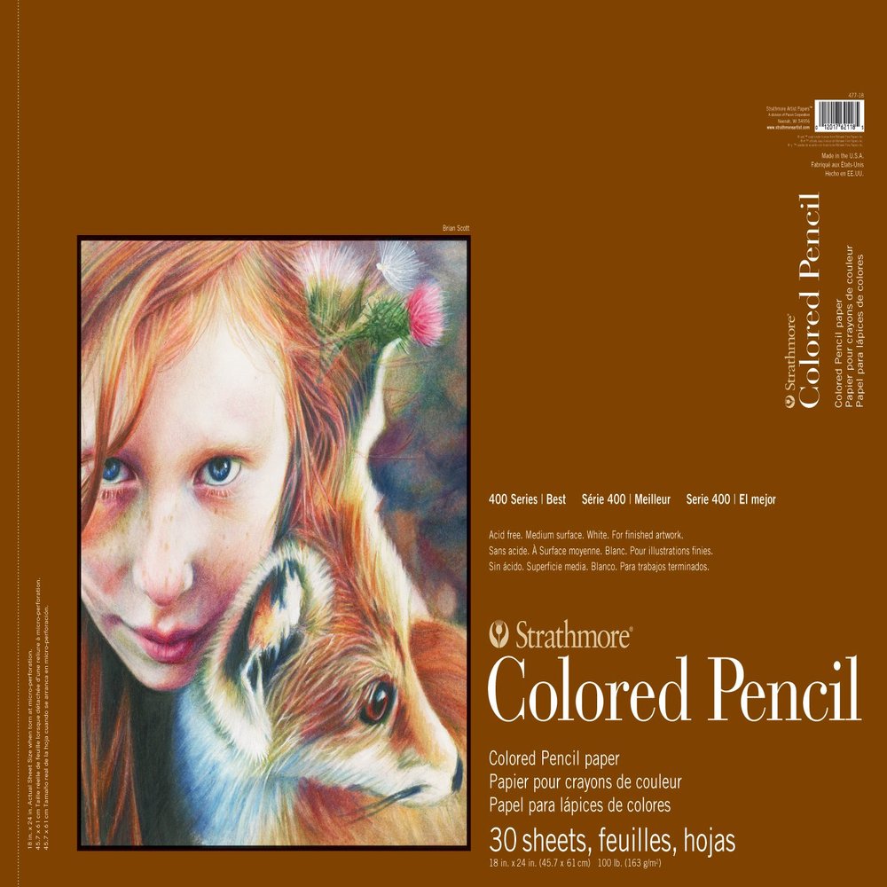 Strathmore 400 Series Colored Pencil Pad, 18"x24" Wire Bound, 30 Sheets