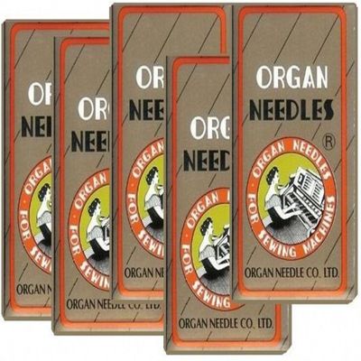 50 Pieces HOME SEWING MACHINE NEEDLES ASSORTMENT (ORGAN 15X1 SIZE#9,11,14, 16, 18) 10pcs per size