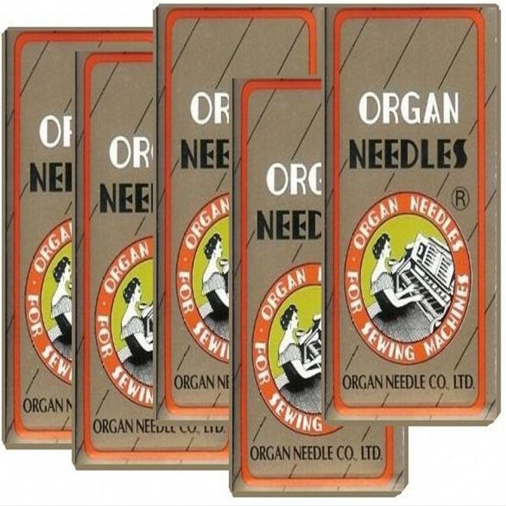 50 Pieces HOME SEWING MACHINE NEEDLES ASSORTMENT (ORGAN 15X1 SIZE#9,11,14, 16, 18) 10pcs per size