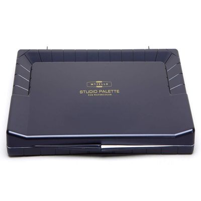 Mijello Studio Watercolor Palette, 55 Paint Wells, Blue, Foam Dauber Included, 14.4" X 1.5" X 9.13", 1 Each (MWP-3055)